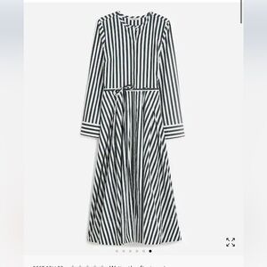 Madewell green and White Striped Long Sleeve Dress
